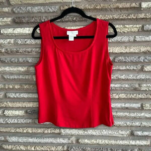 Doncaster Red Silk Blend Scoop Neck Tank Sleeveless Shell Size 10